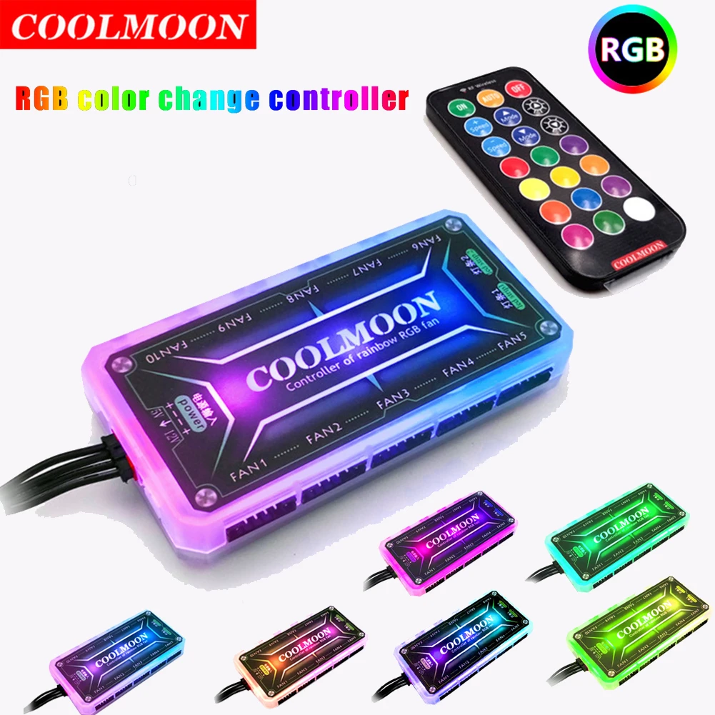 Fan Hub Rgb Controller - COOLMOON-Smart Controle Remoto para PC Computer