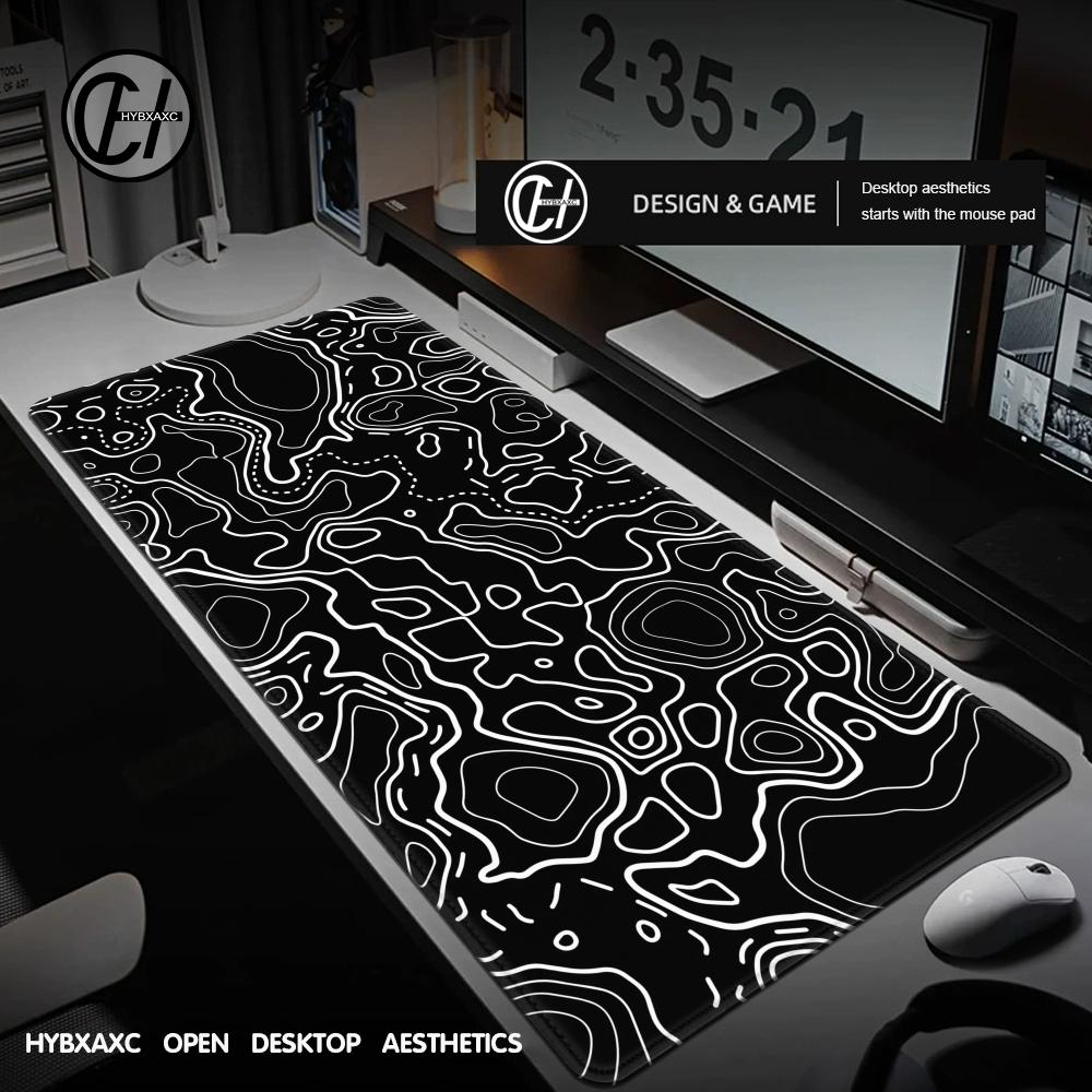 Gaming Accessories White - Mousepad de Mapa Topográfico Preto e
