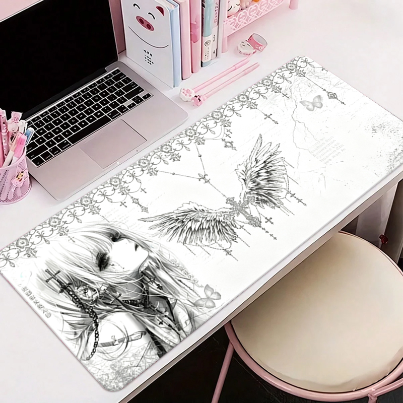 Gaming Accessories White - Mousepad de Couro Preto e Branco